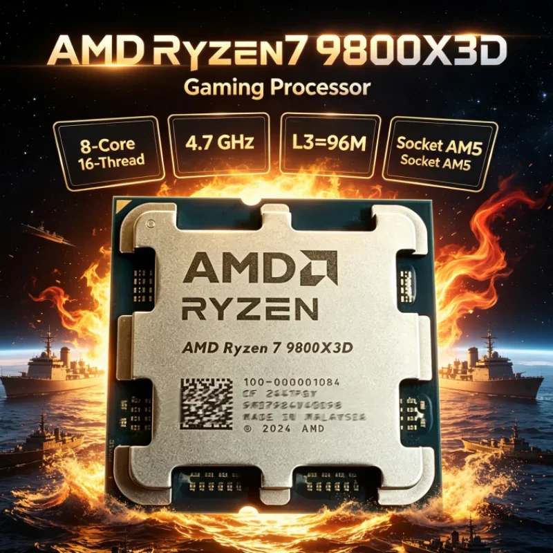 AMD Ryzen 7 9800X3D 8-Core 16-Thread 120W Gaming Processor 4NM Socket AM5 4.7GHz DDR5 L3=96M R7 9800X3D
