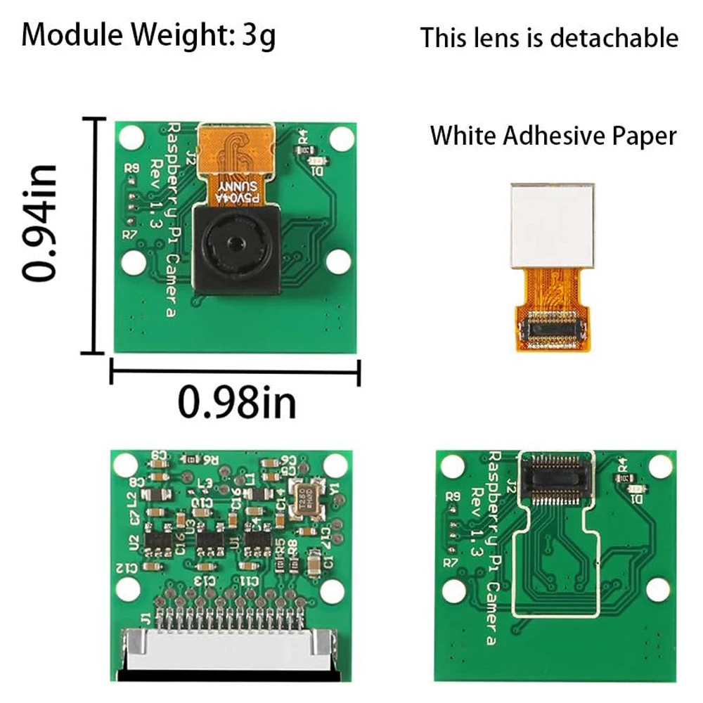 For Raspberry Pi Camera Module, 5MP 1080p with OV5647 Sensor Video Camera Module for Raspberry Pi 2, Pi 3 3B+, Pi 4 , Pi Zero W