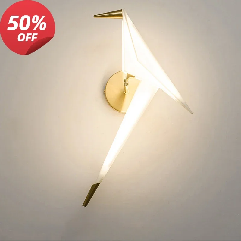 

Modern LED Paper Crane Wall Lamp Bedside Dining Room Bedroom Clothing Store Sconce Decorative Lighting