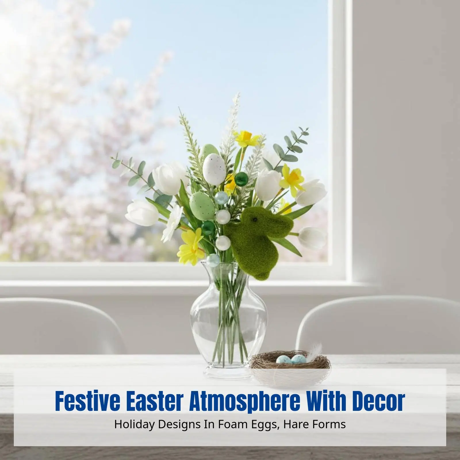 Rama Artificial de Espuma con Huevo de Pascua, Tallo Individual, Decoración para el Hogar, Accesorio para Arreglos Florales de Interior