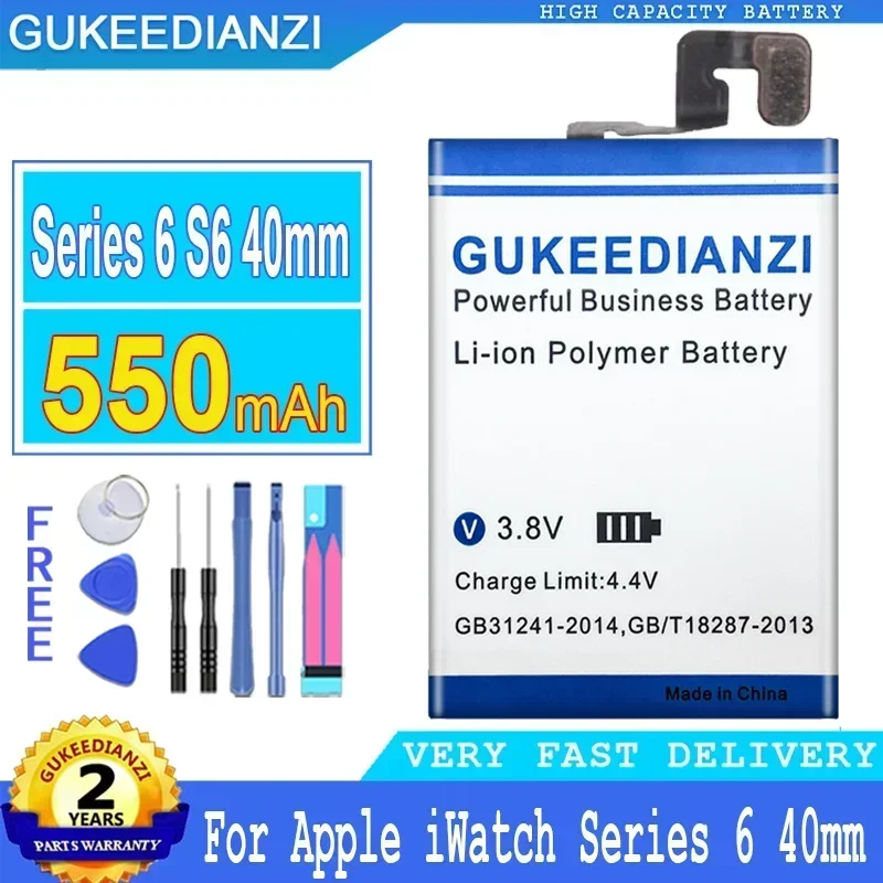 550mAh GUKEEDIANZI Battery  For Apple Watch iWatch Series 6 S6 A2345 40mm Big Power Bateria