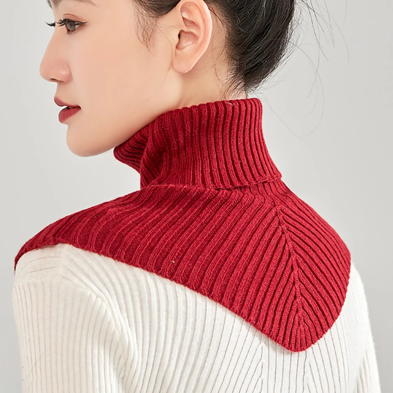 Wome Warm Turtleneck Fake Collars Autumn Winter Knitted Wool Blended Protect Cervical Spine Warm Snood Fashion Decorative Scarf