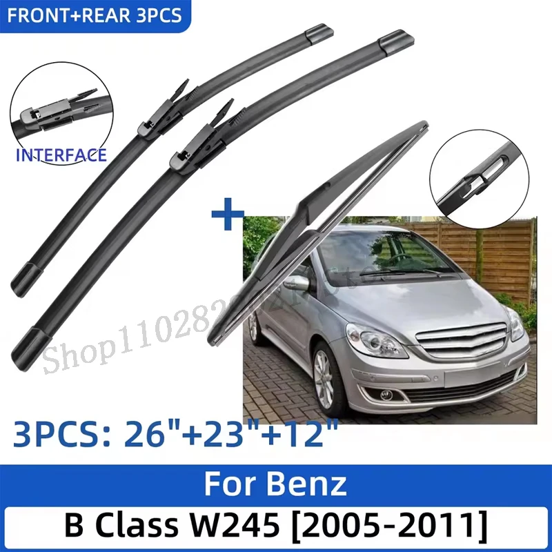 

For Benz B Class W245 2005-2011 26"+23"+12" Front Rear Wiper Blades Windshield Windscreen Window Cutter Accessories 2010 2011