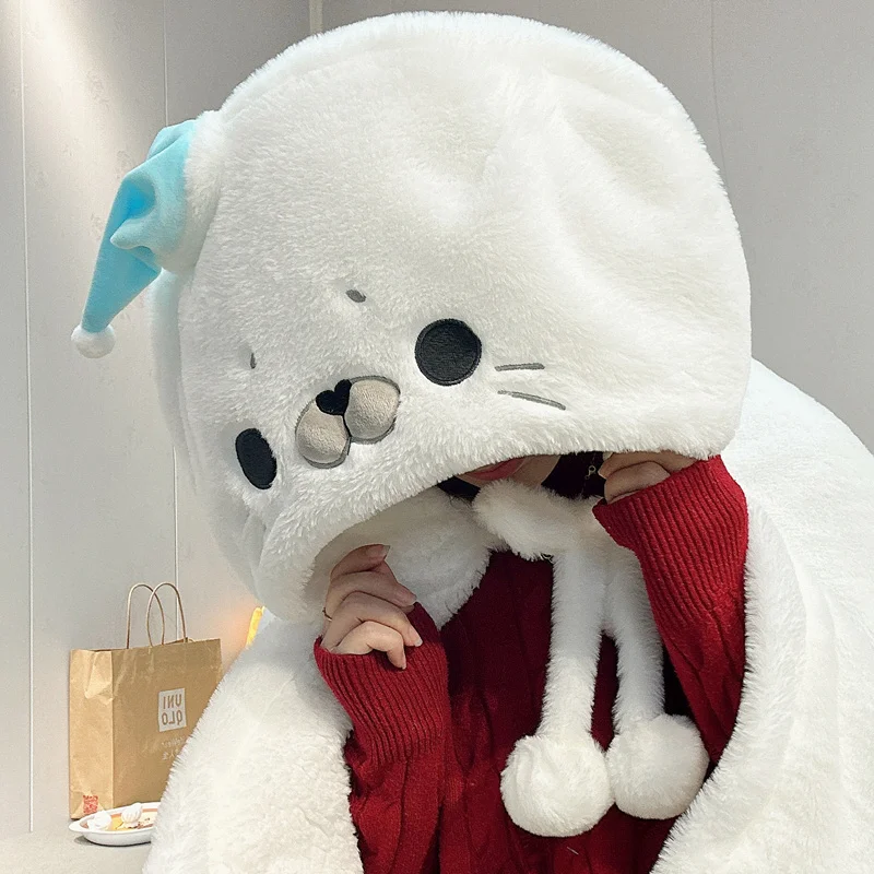 Neue Robbe Schöne Plüsch Weichen Mantel Siegel Cape Cartoon Mantel Korallen Fleece Luft Decken Geburtstag Valentinstag Geschenke