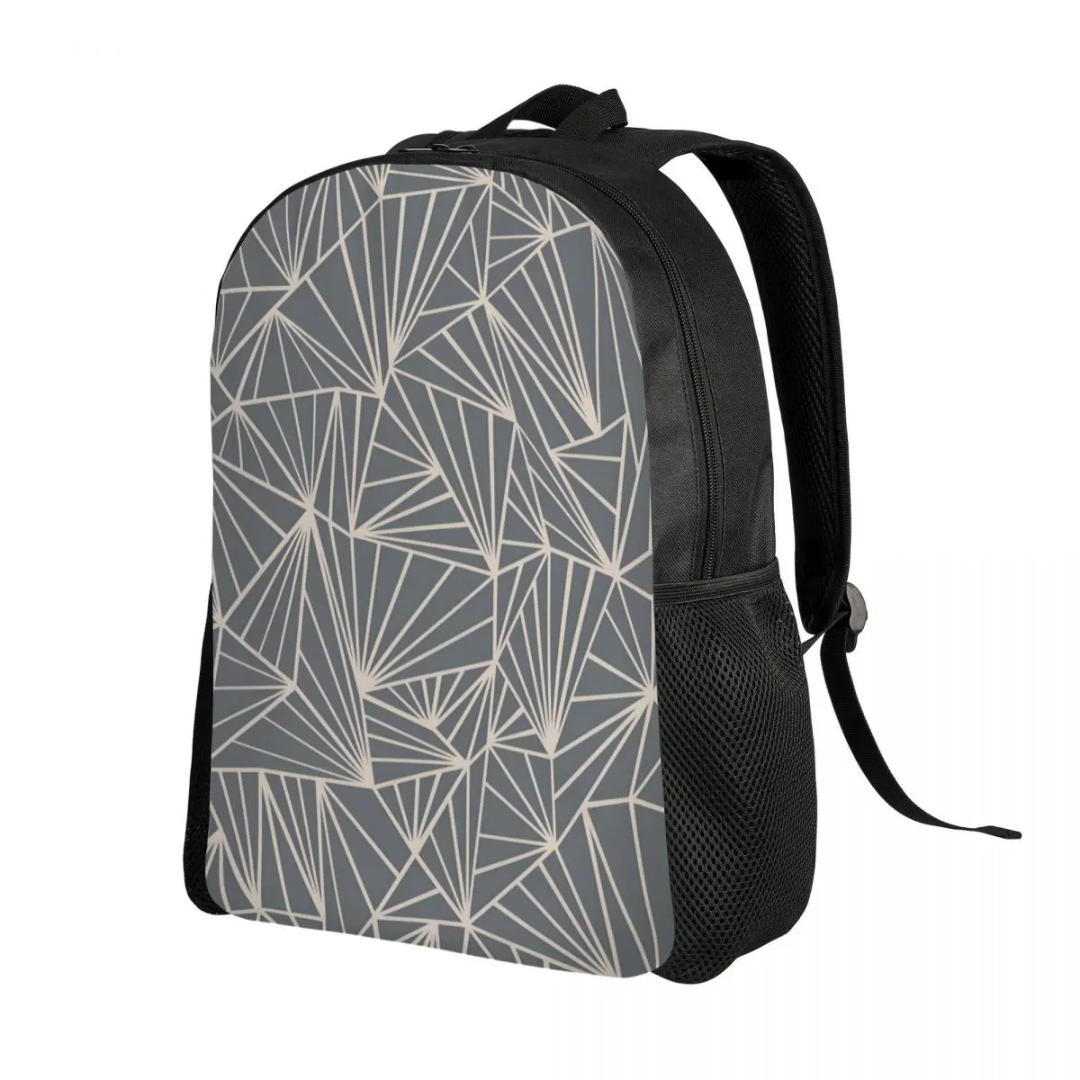 Custom Abstract Lines Fan Grey And Nude Backpack for Boys Girls School College Travel Bags Women Men Bookbag Fits 15 Inch Laptop