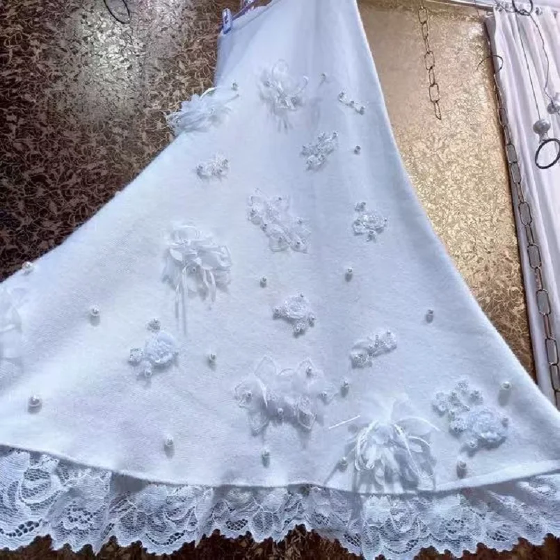 

Embroidered Flares Winter Autumn Knitted Skirts for Women Knitwear Warm Long Skirt Woman Clothes faldas Woman Skirts