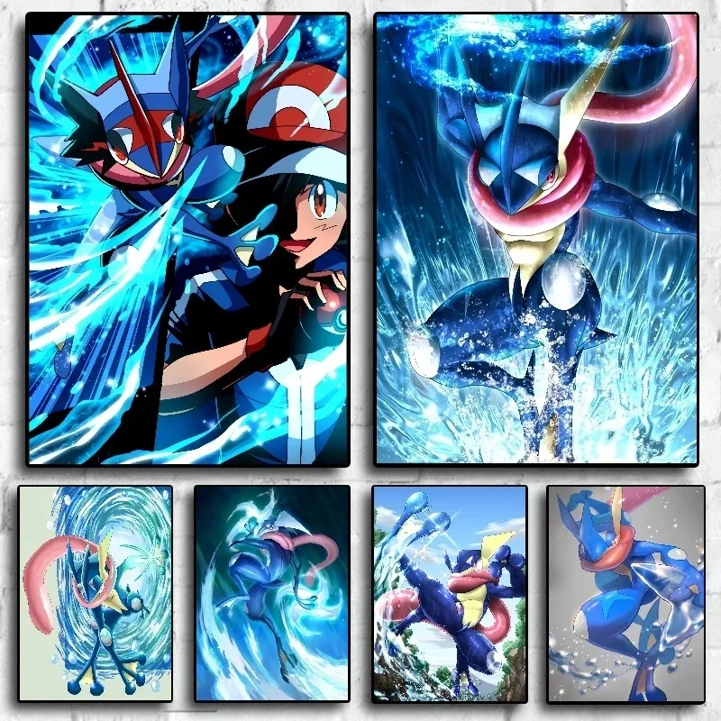 Pokemon Vintage Japanese Greninja Pikachu Cute Mural Decor Gifts Art Movie wall decor Anime canvas painting Characters Poster