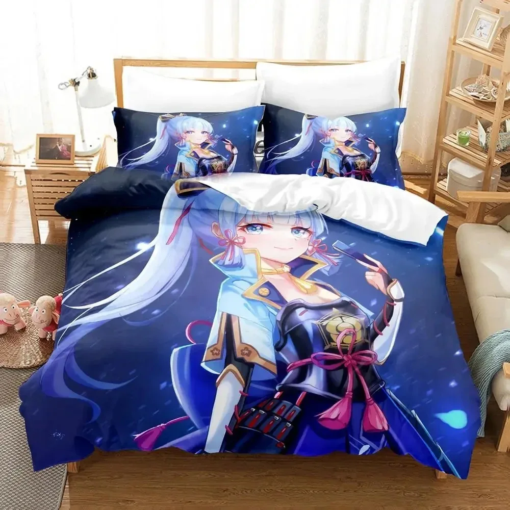 Game Genshin Impact Kamisato Ayaka Bedding Set Duvet Cover Bed Set Quilt Cover Pillowcase Comforter king Queen Size