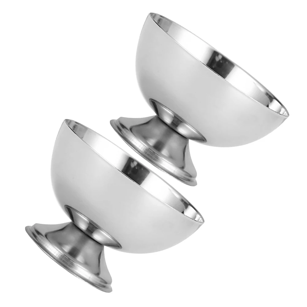 

2pcs Salad Cup Stainless Steel Dessert Bowls Snack Container Reusable Kitchen Home Mini Portion Serving Plates Footed Candy Bowl