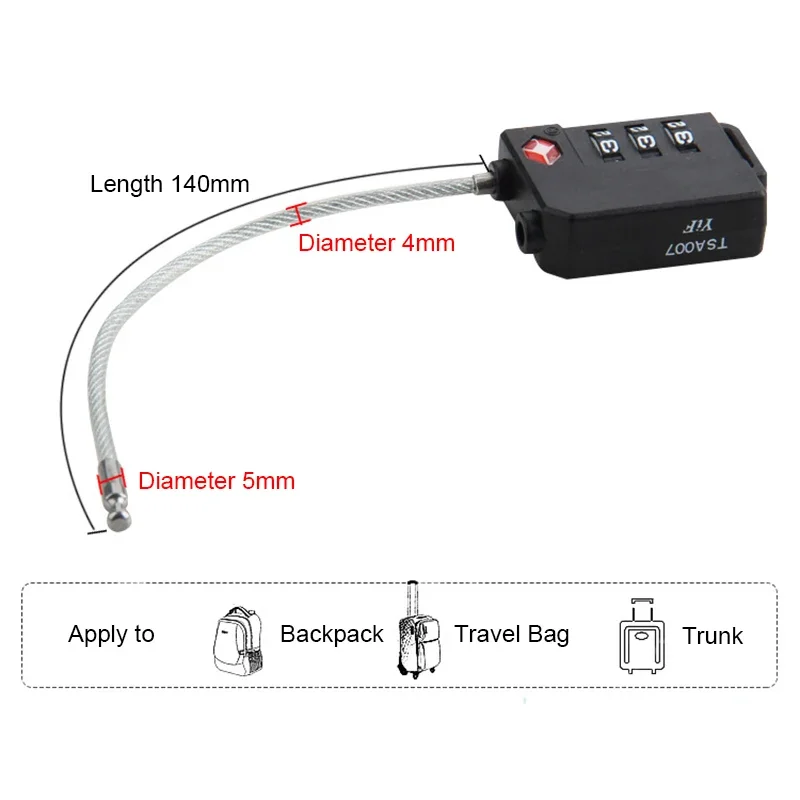 TSA Locks Combination Plastic Lock Body For Travel Luggage Suitcase Anti-theft Code Customs Password Padlock