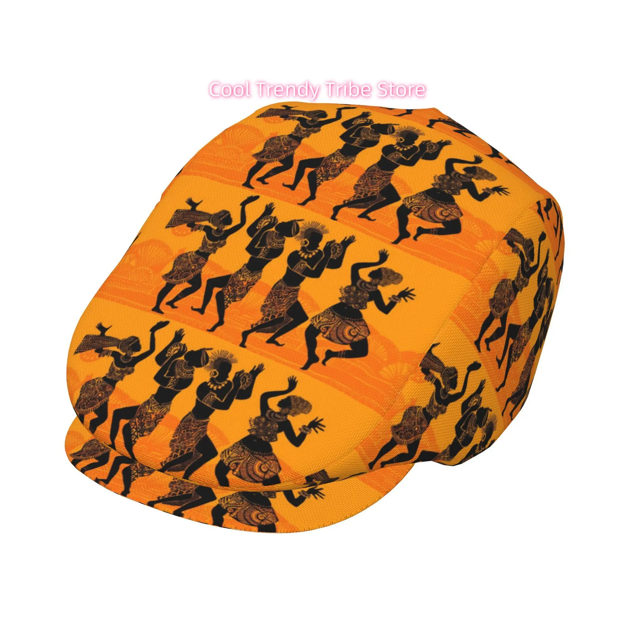 1pc Featuring a Dynamic Outline of an African Dancer, This Full-Face Printed Beret Is a Stylish Newsboy Cap Suitable for Both Ge