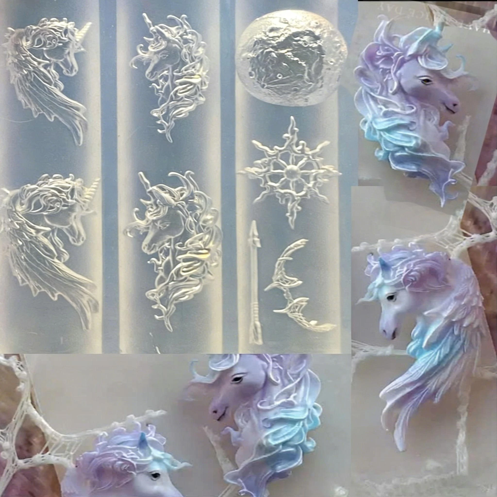 Artistic 3D Equestrian Head Silicone Mold for Nail Art One Piece Transparent Embossing Mold