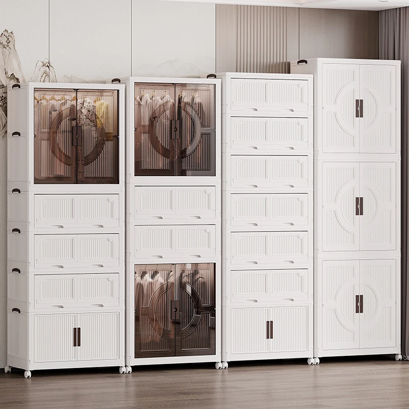 

Large Capacity Double-Door Wardrobe Removable Storage Cabinet Portable Foldable Plastic Baby Wardrobe for Kids Clothing