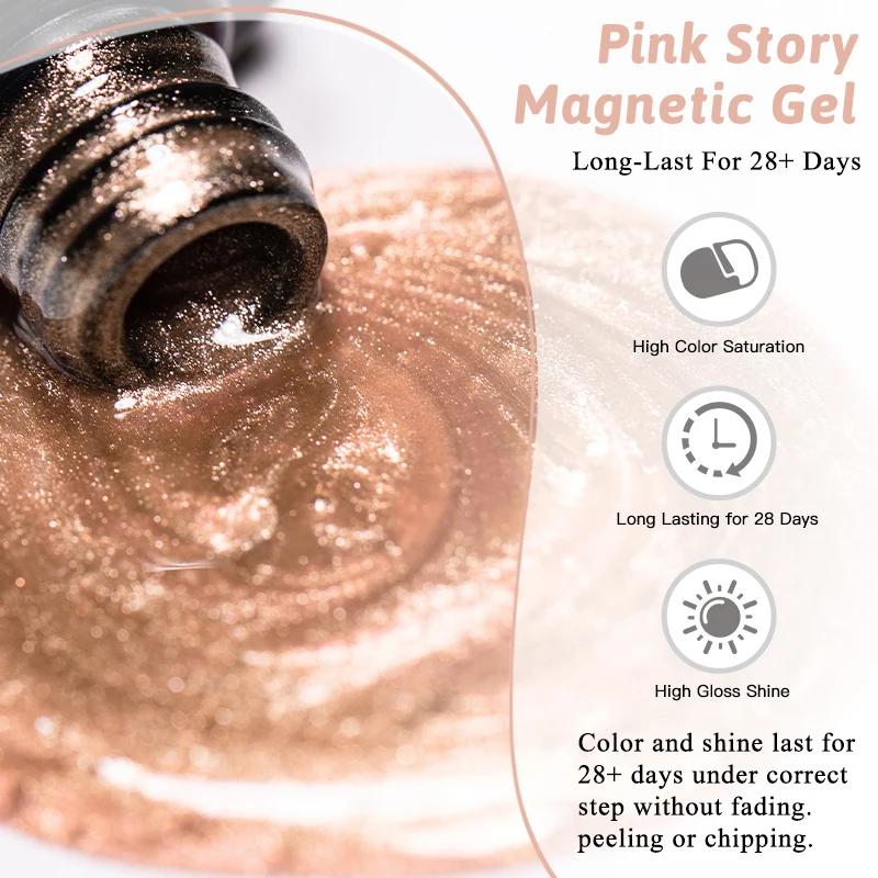 Pink Story Cat Magnetic Gel Nail Polish Nude Pink Gold Light Semi Permanent UV Gel Varnish Soak Off Nail Supplies Manicure DIY 썸네일 6