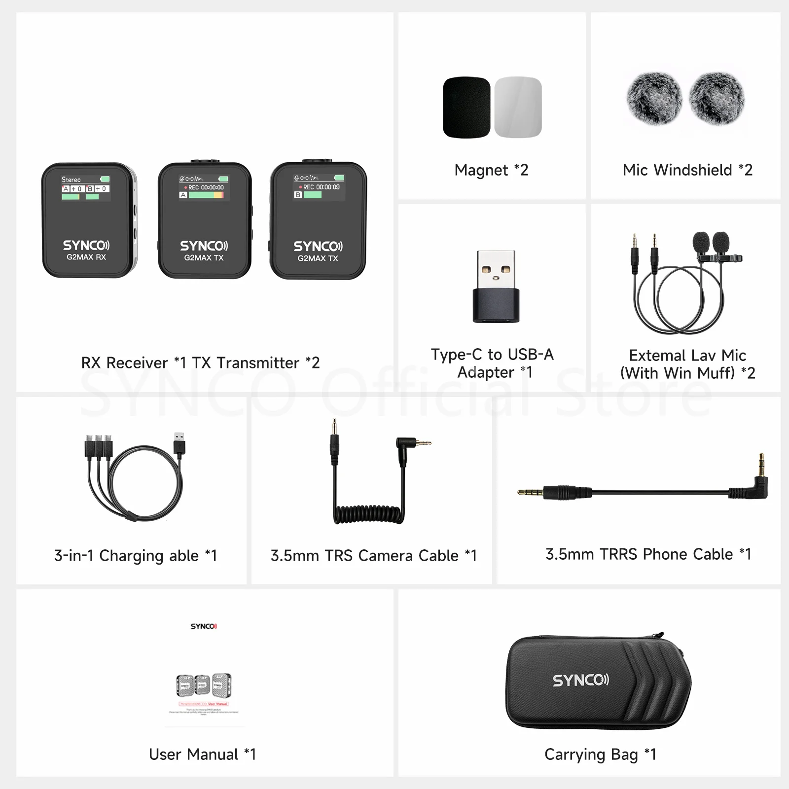 Synco G2 A2 MAX Lavalier Microphone G2A2 PRO Cellphones Mic Mikrofon Streaming Equipment Audio Microphone for Phone