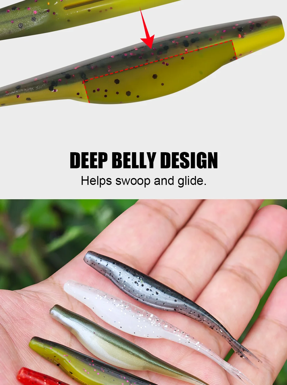 Spinpoler 10 Stück Split Tail Jerk Minnow 7cm TPR Schwimmender Weichplastik-Jerkbait Angelköder Dropshot für Texas Carolina Rig Tackle – Detail 5