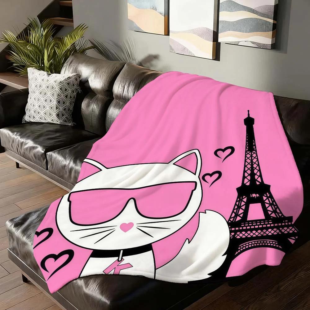 Cartoon cute  K-karlS CAT Blanket For Sofa Office Bed Plane Travel Sleep Read Relax Camping Soft And Warm