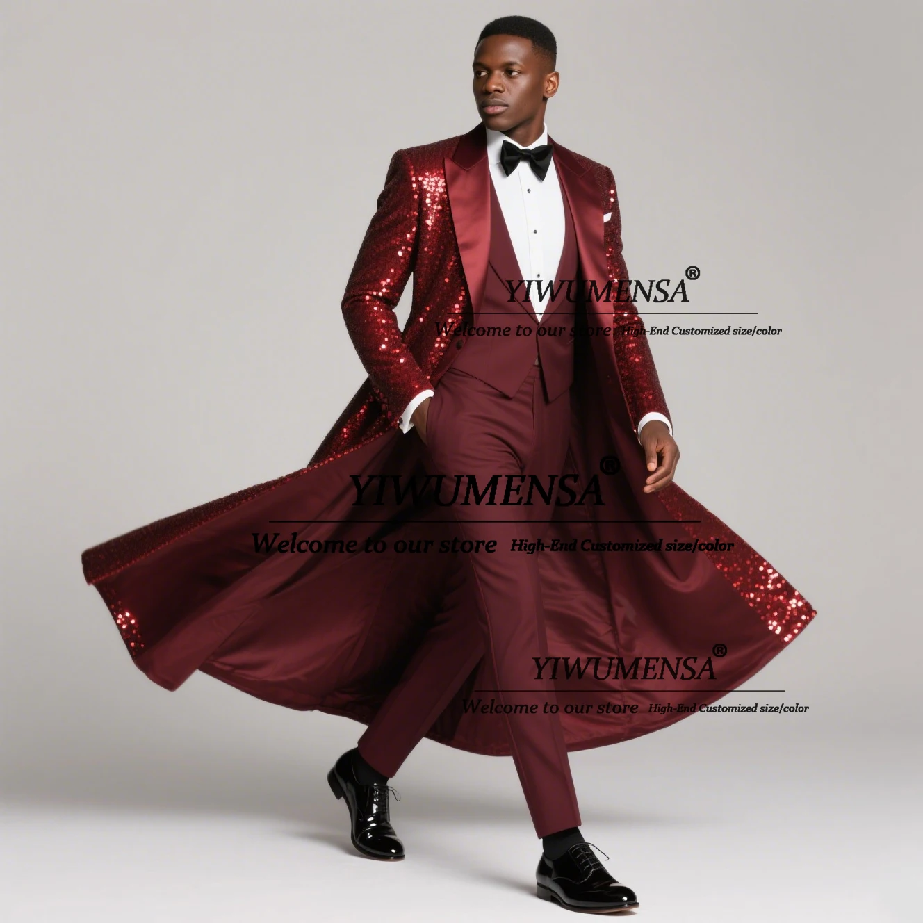 

Brilliant Sequins Wedding Suits For Men 3 Pieces Sets Single Breasted Groom Blazers Outfits Long Tail Customized Wedding Tuxedos