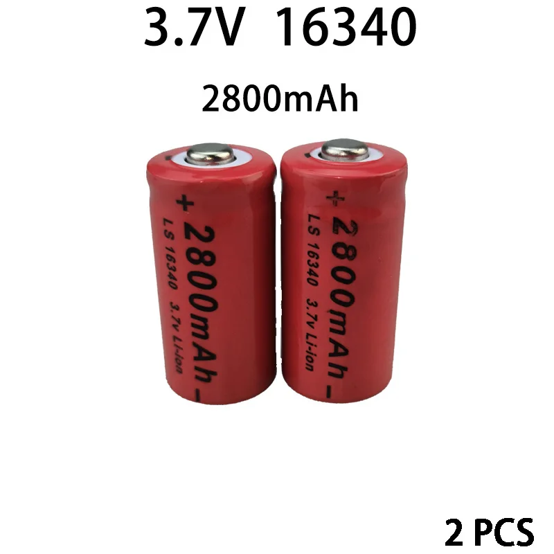 16340 Battery 3.7V 2800mAh Rechargeable Li-ion Battery CR123A for LED Flashlight with 16340 CR123 Battery Charger