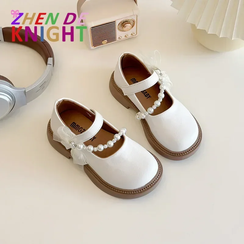 

Новинка весны и осени 2024, туфли принцессы с бантом для маленьких девочек, однотонная кожаная обувь для девочек, детские кожаные туфли с мягкой подошвой