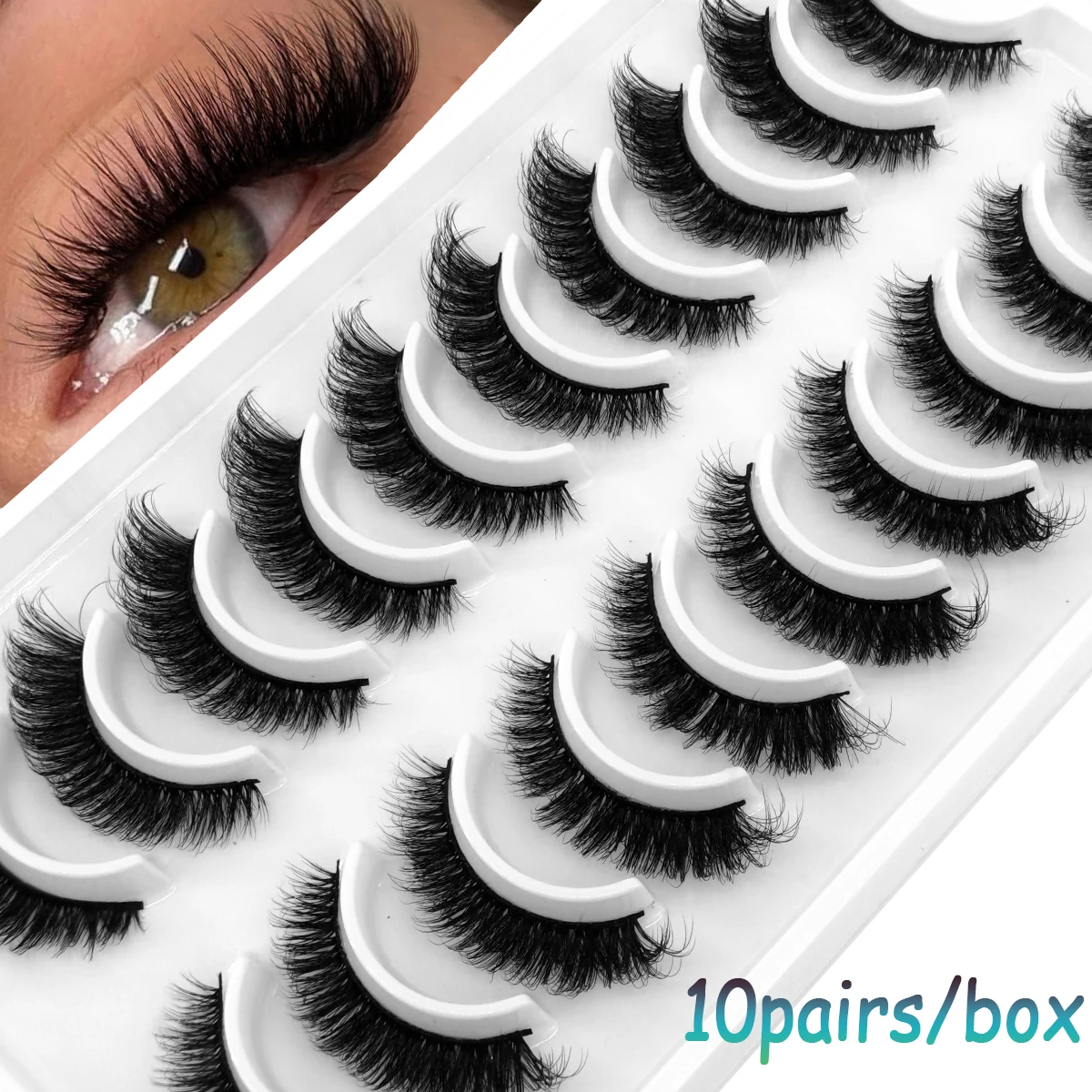 HBZGTLAD Russian Strip Lashes 10 Pairs 3D Mink Lashes Natural Eyelashes Dramatic False Eyelashes Wholesale Eyelash Extension
