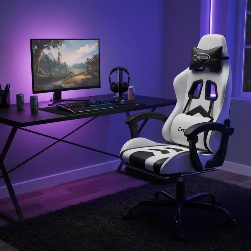 Silla De Juego/Silla De Oficina. Presenta Un Marco De Metal, 360 ° Silla Giratoria, Respaldo Ajustable, Cómoda Y Duradera, Con Una Capacidad Máxima De Peso De 120 Kg. Adecuado Tanto Para Oficinas Como Para Oficinas En Casa. Cuero Sintético Blanco Y Negro — -57%, 182.55€ Coupon, from 137.71€ – 57% descuento – €137.71