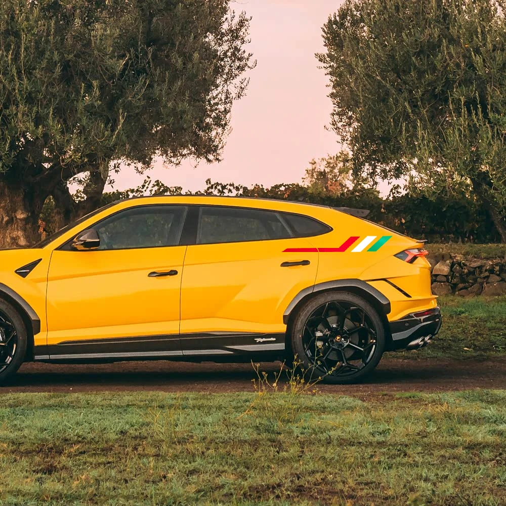 Pegatina para coche con la bandera italiana para Lamborghini Urus S SE Huracan EVO STO Aventador SVJ Revuelto Huracan Gallardo, pegatina para la parte lateral del coche