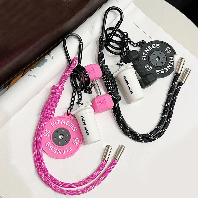 المنسوجة يدويا اللياقة البدنية المفاتيح دمبل صغير مكافحة خسر الصالة الرياضية عاشق مفتاح سلسلة DIY حلية النايلون حبل قلادة اللياقة البدنية المتحمسين