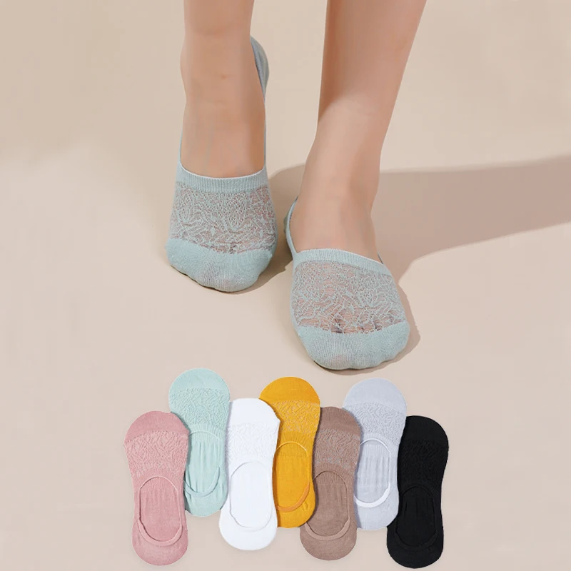 Socks for Women Spring and Summer Boat Socks Shallow Mouth Invisible Cotton Socks Ins Candy Color Silicone Non Slip Socks