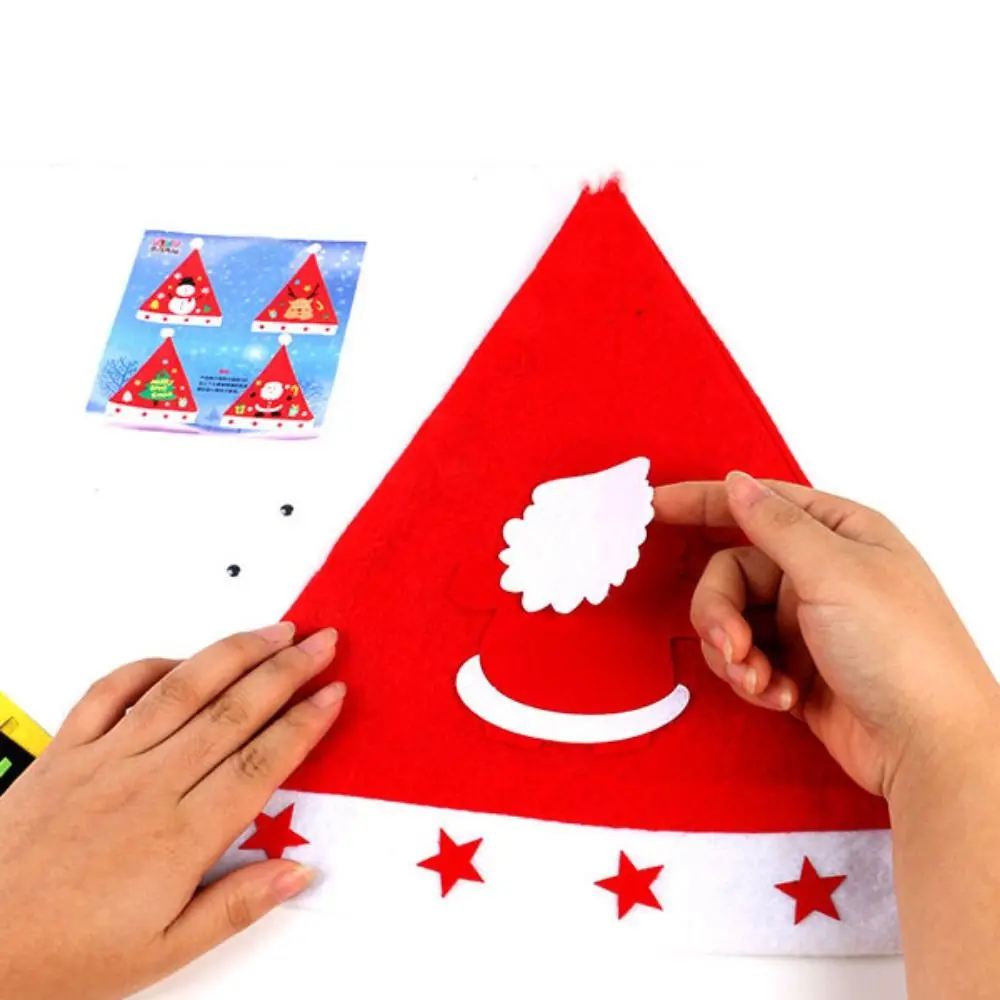 Cappello da Babbo Natale fatto a mano in tessuto non tessuto Cappello da Babbo Natale Alce Cappello natalizio fai-da-te Pinguino Pupazzo di neve Kriss Kringle Cappello Asilo