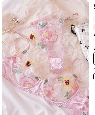 

Ультратонкое стальное кольцо, сетчатый бюстгальтер, комплект нижнего белья со свежими цветами, женское изысканное нижнее белье с лямкой на шее, комплект с бюстгальтером и трусиками