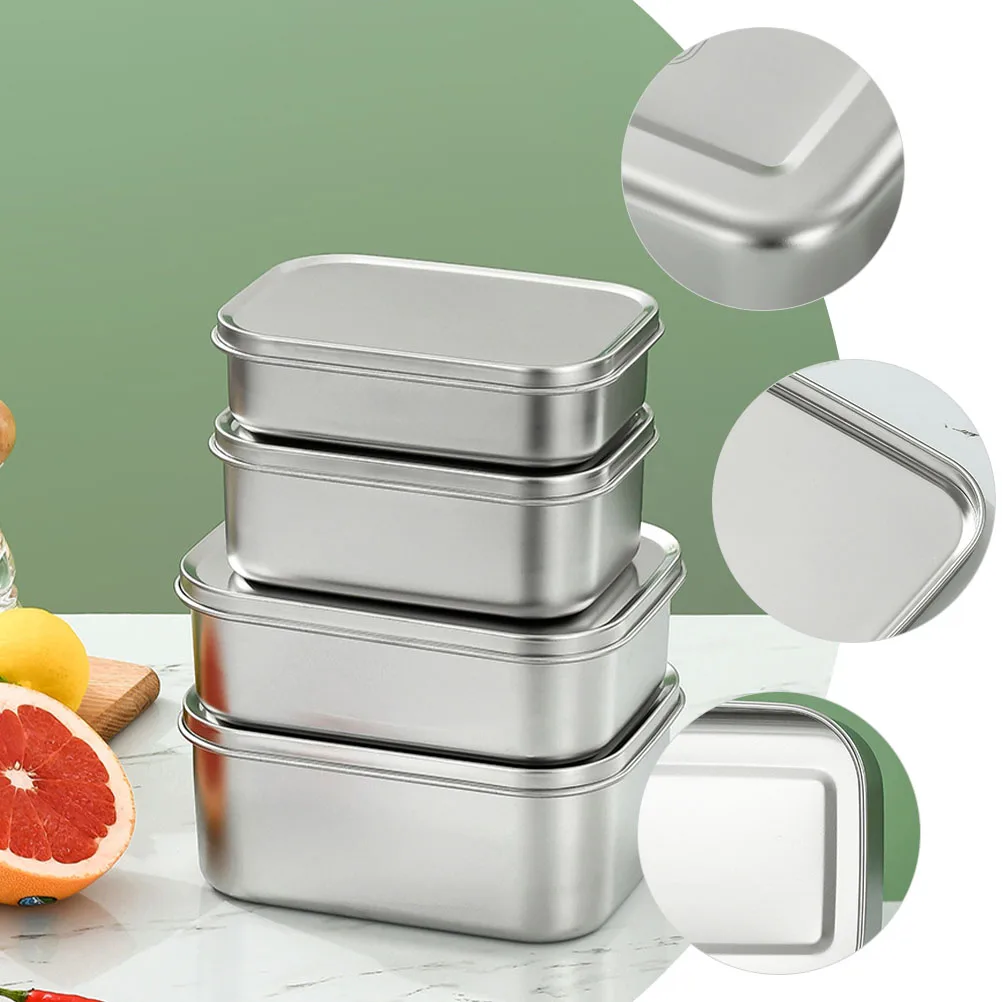

Stainless Steel Food Container Rectangular Lunch Bento Sealing Camping Picnic Containers For Office Workers Outdoor Travel