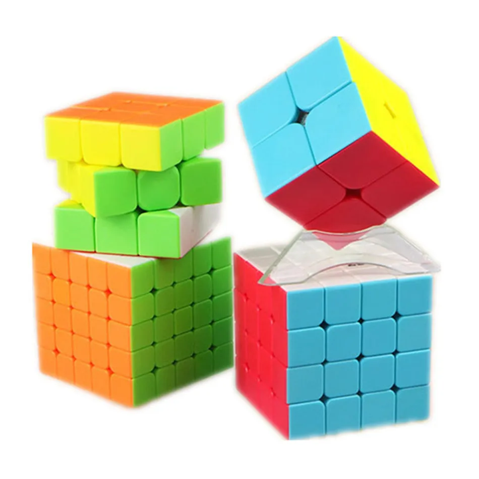 Qiyi ลูกบาศก์ความเร็วชุด4ชิ้น, ชุดของขวัญแพ็คมายากลชุด2x2 3x3x3 4x4 5x5สามเหลี่ยม dodecahedron mastermorphix ของเล่นปริศนาความเร็ว