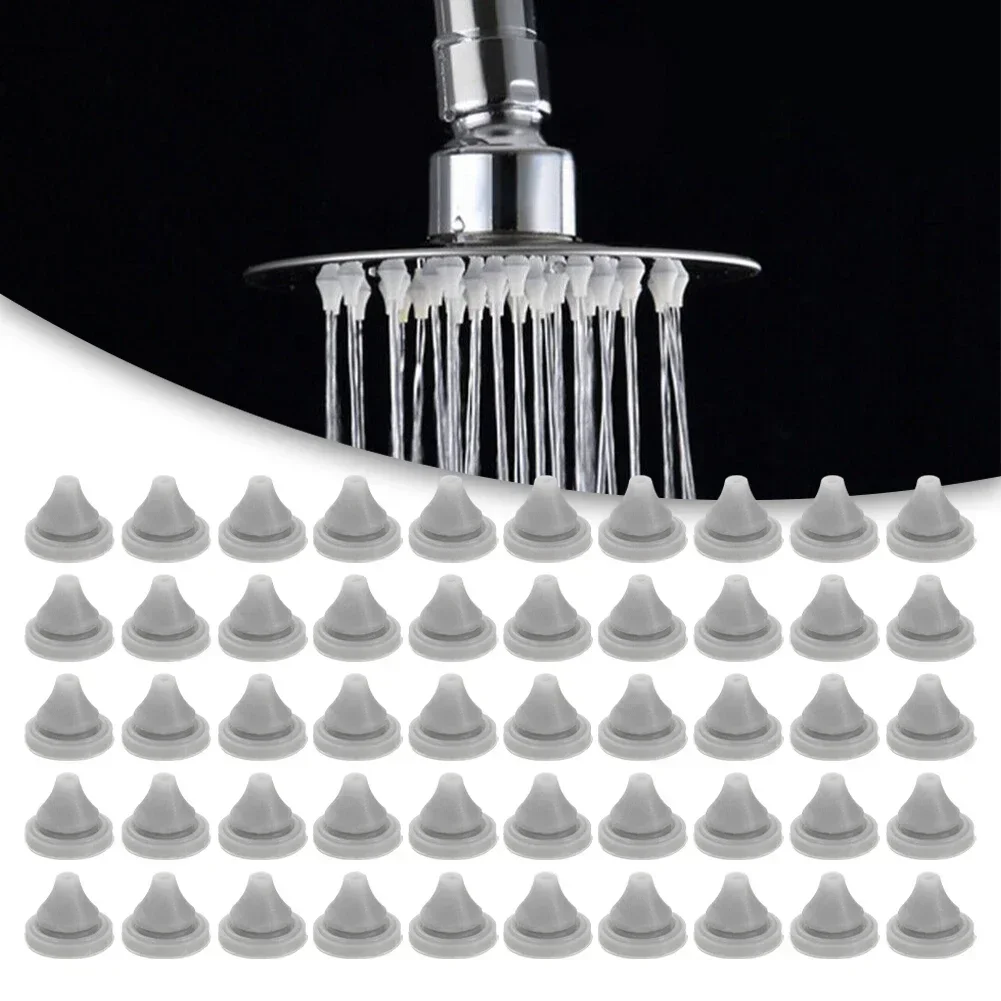 

50pcs Shower Head Silicone Nozzle Nipple Replacement Water Sprinkler Top Spray Accessories Parts Fits 8mm Hole