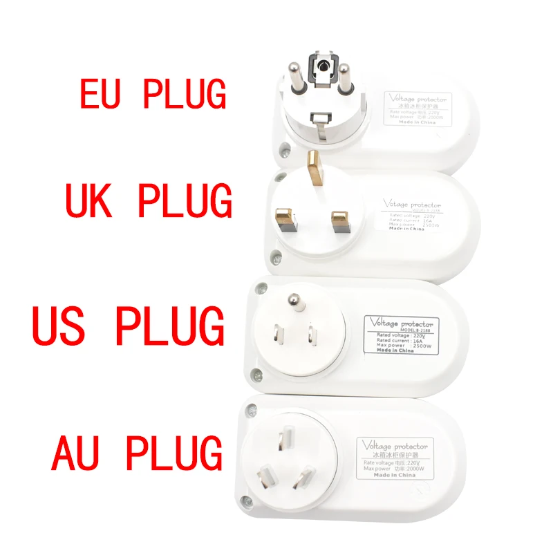 Imagem -02 - Interruptor de Tensão Automático Refrigerador Transformador Protetor Retardado Power-on Tensão au ue Eua Reino Unido Tomada de Proteção de Plugue