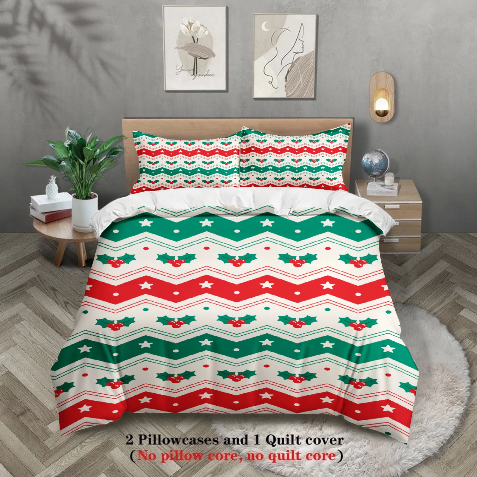 2026 Christmas Bedding Set Single Twin Queen King Size Duvet Cover Set No Filling Christmas Gift For Home Decorations Gift