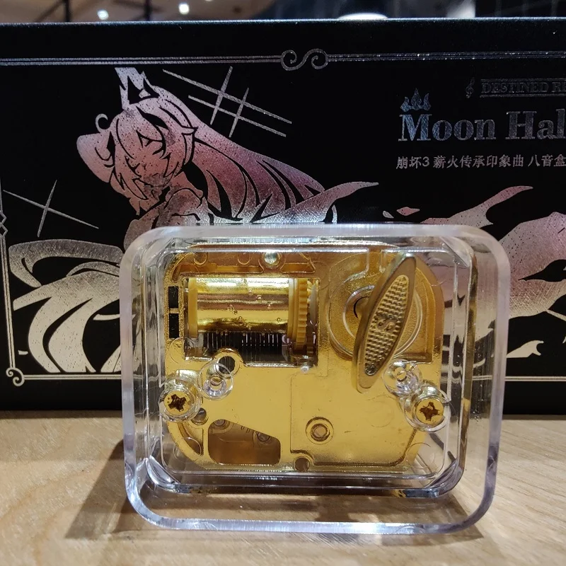 Game Honkai Impact 3 Music Box With Kiana Kaslana Badge Anime Moon Halo Figure Collection Model Doll Toy Figurine For Kid Gift