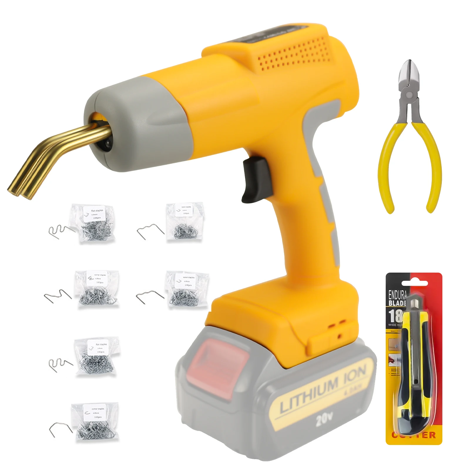 80W Cordless Hot Stapler Plastic Welding Machine Car Bumper Repair with 600pcs Staples for Dewalt 20V Battery (No Battery)