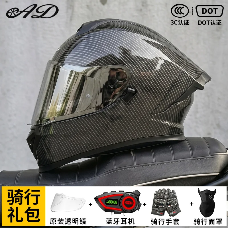 AD Electric Motorcycle Full Helmet Men Women Winter All Season Rider Helmet 3C DOT Certified Built-in Bluetooth Motorbike Helmet