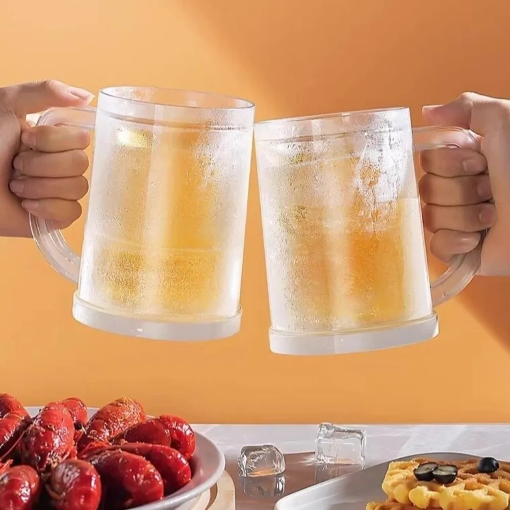 Plastic Cold Drink Chilled Cups Washable Large Capacity Ice Coffee Cup Reusable Leak-Proof Freeze Beer Glass Outdoor Party
