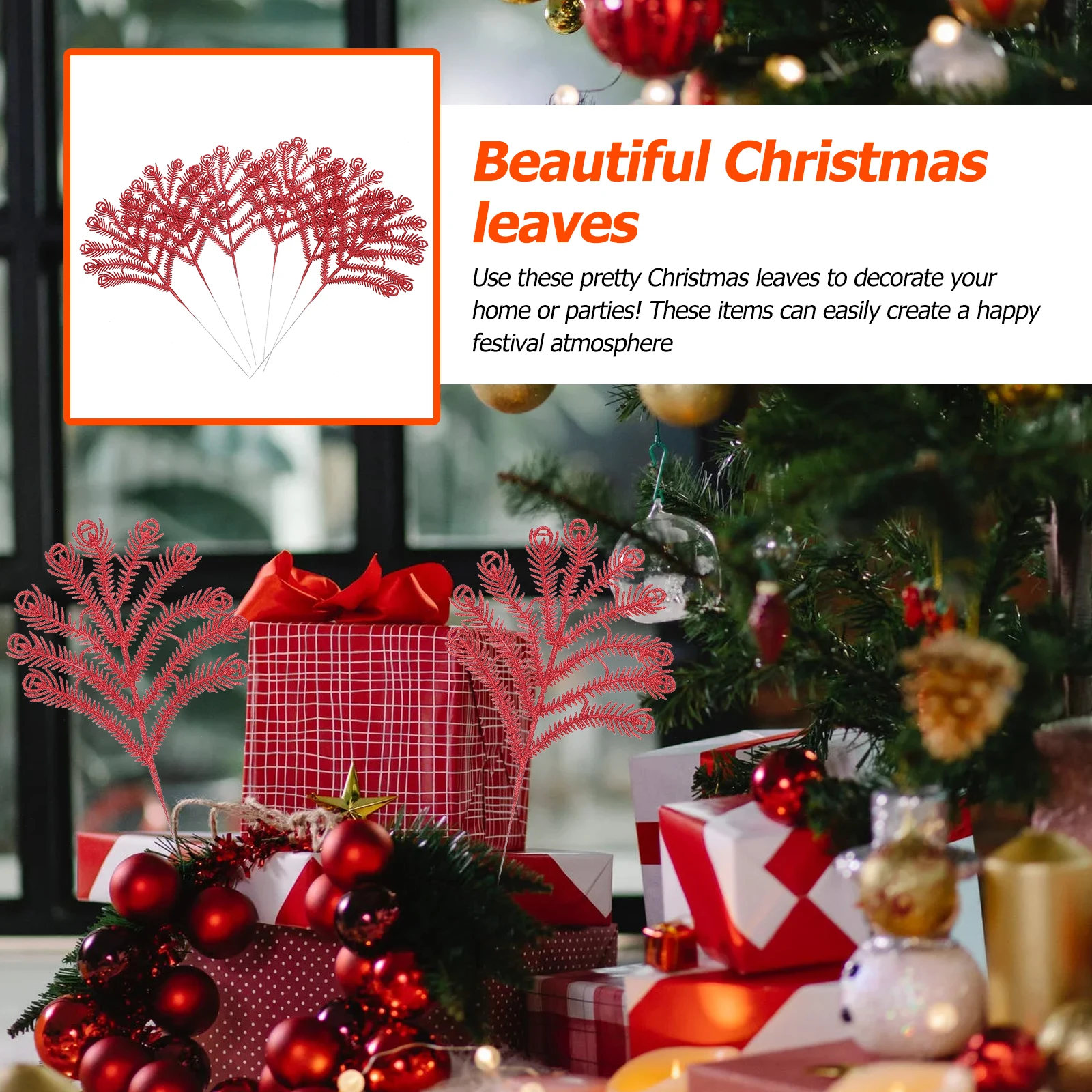 

6 Pcs Christmas Tree Decoration Pendant Decorations Glitter Decorative Ornaments Holiday Peacock