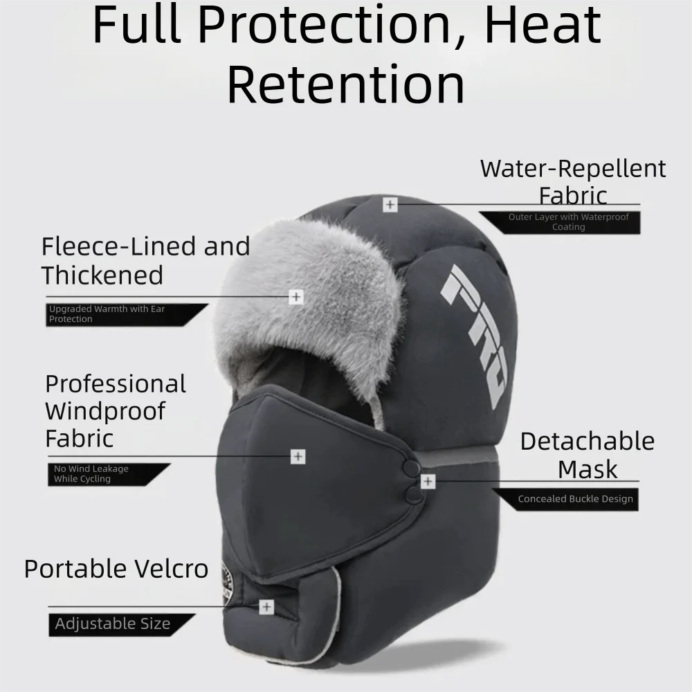 

Simple Removable Mask Winter Mask Hat Anti Fog Windproof Riding Lei Feng Hat Velvet Head Cover Warm Ski Hat Women/Men