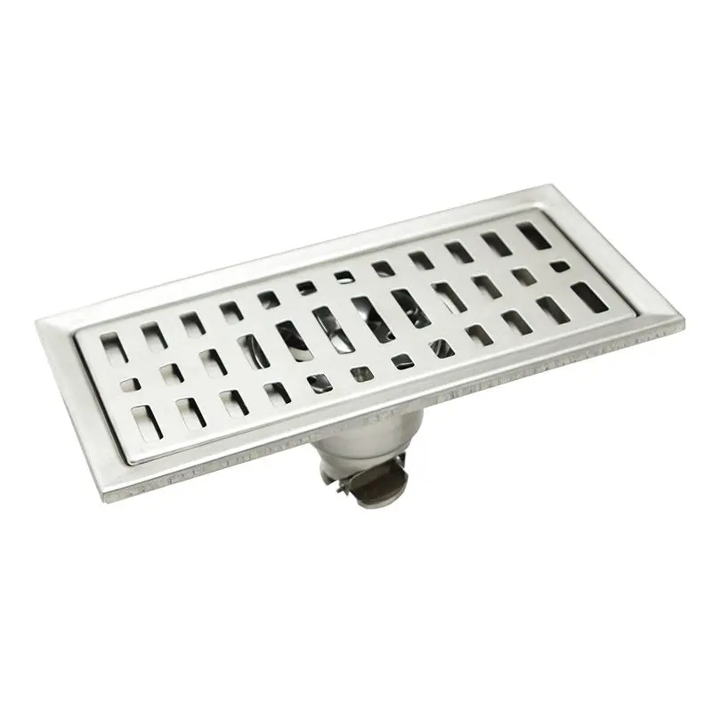 Stainless Steel Rectangle Floor Drain Cover, Shower Waste Drain, Linear Floor Drains, Bathroom Accessories, Long Square, 10x20cm