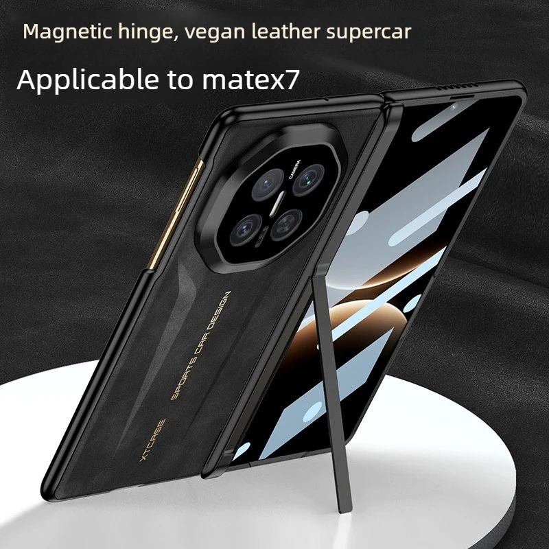 

Кожаный чехол из овчины для Huawei MATE X7, чехол для телефона Ultra Running с HD Privacy Shell, пленочная петля, магнитная подставка, чехол MATE X7