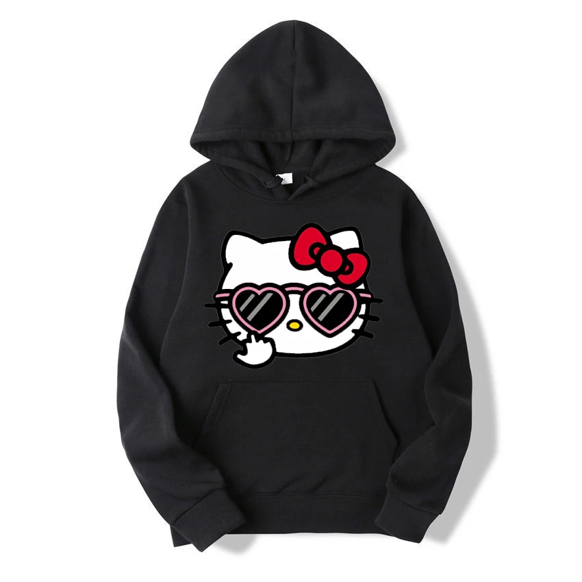 2024 Fashion Kawaii Sanrio Hello Kitty Animation Hoodie Women Solid Color Y2K Aesthetic Top Spring Autumn Casual Jacket Sweater