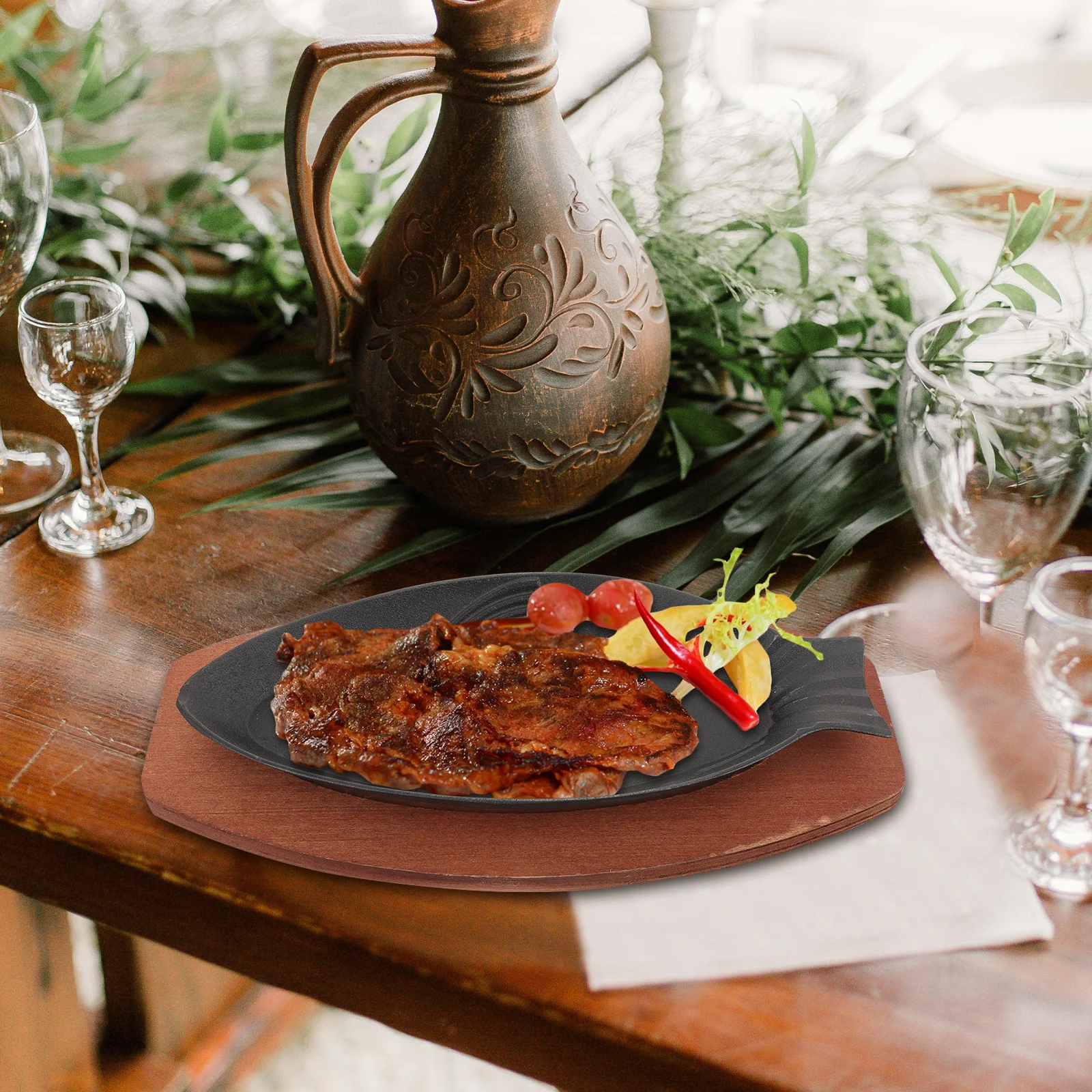 

Fish Shape Fish-shaped Barbecue Tray Cooking Pan Aluminum Wood Nonstick Grill Fry