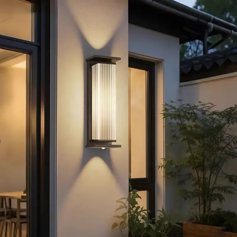 Modern Solar LED Waterproof IP65 Outdoor Striped Aluminum Wall Light 35/50/70 cm, Home Porch Garden