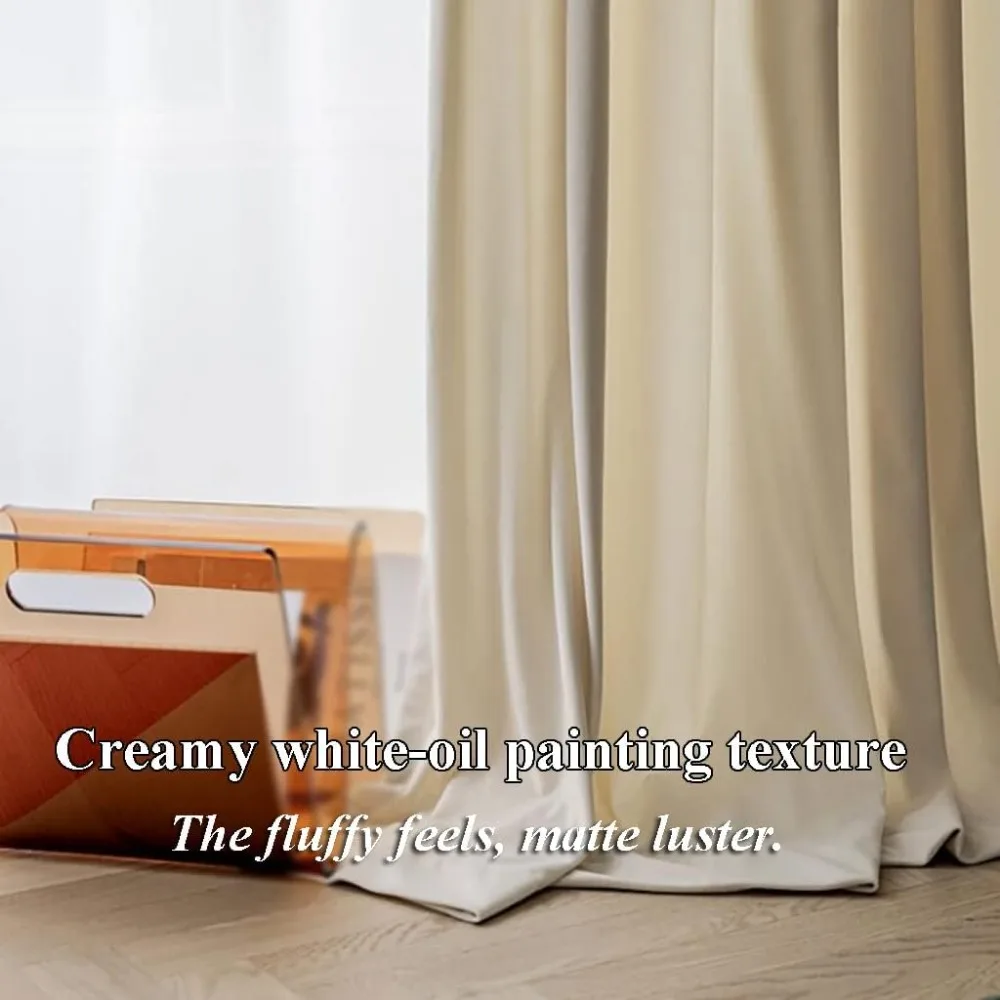 Luxury Blackout Curtains for Bedroom - Soft, Elegant French Style Panels with Hooks, Ideal for Living Room Privacy and Light Con