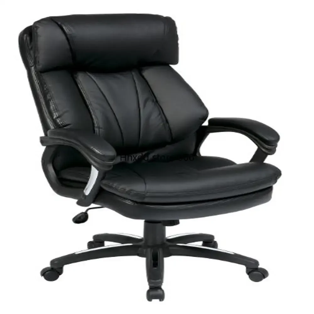 Executive Faux Leather Office Chair Adjustable Height Lumbar Support Padded Arms Tilt Control Commercial Use Nylon Base