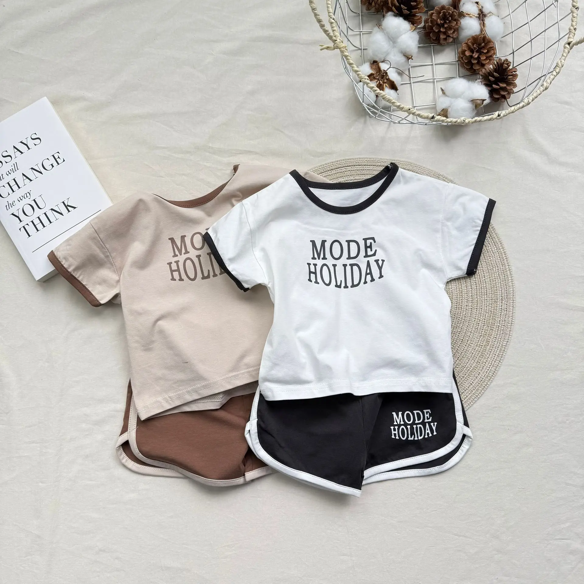 

Baby Clothing Sets 2025 Summer Korean Baby Boys Short Sleeve Set Cotton Letter Print TShirt+Shorts 2Pcs Girls Casual Outfits